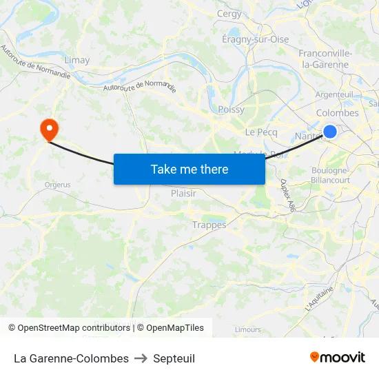La Garenne-Colombes to Septeuil map