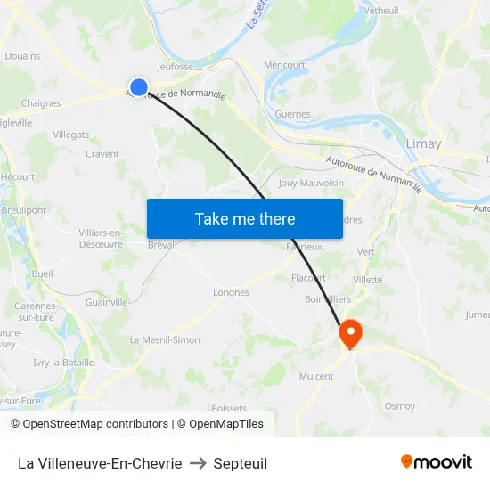 La Villeneuve-En-Chevrie to Septeuil map