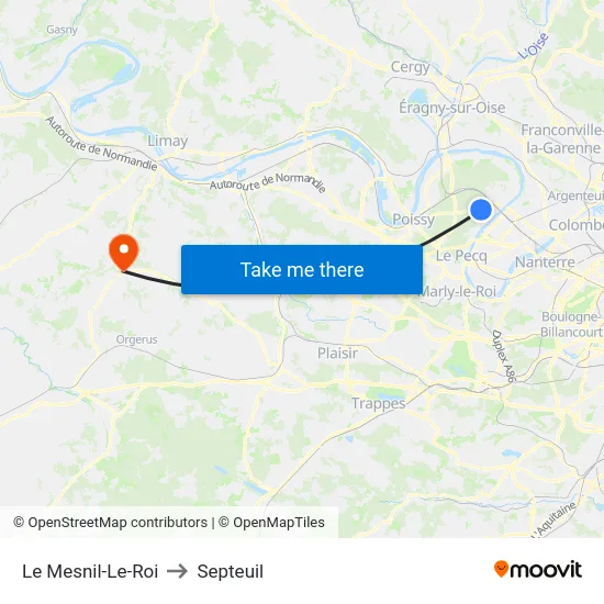 Le Mesnil-Le-Roi to Septeuil map