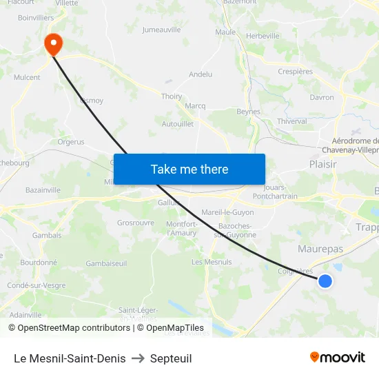 Le Mesnil-Saint-Denis to Septeuil map
