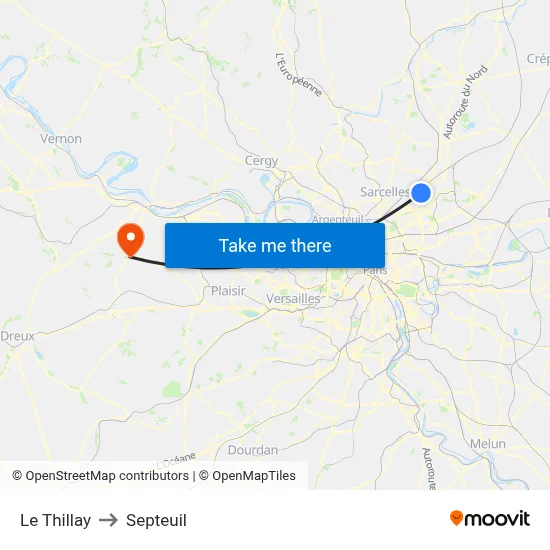 Le Thillay to Septeuil map