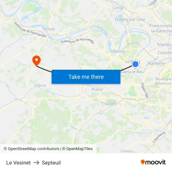 Le Vesinet to Septeuil map