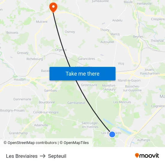 Les Breviaires to Septeuil map