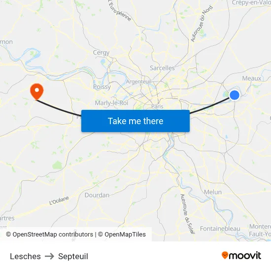 Lesches to Septeuil map