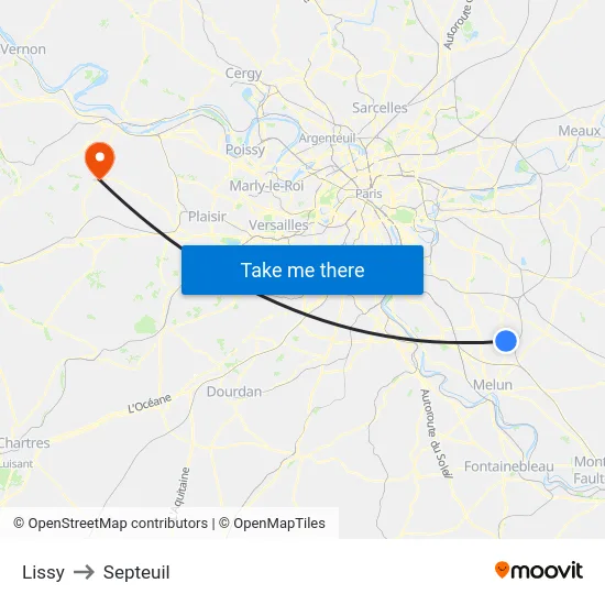 Lissy to Septeuil map