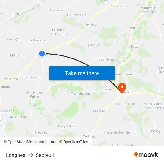Longnes to Septeuil map