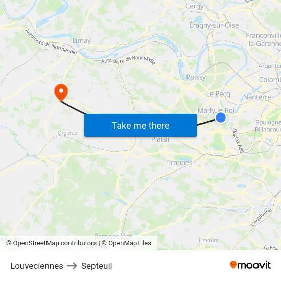 Louveciennes to Septeuil map