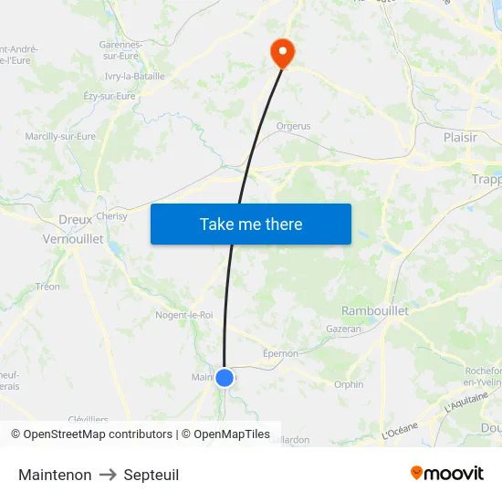 Maintenon to Septeuil map