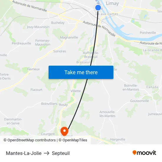 Mantes-La-Jolie to Septeuil map