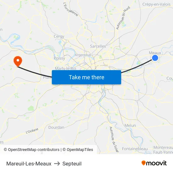 Mareuil-Les-Meaux to Septeuil map