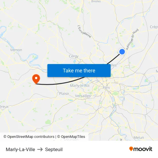 Marly-La-Ville to Septeuil map