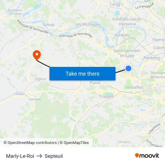 Marly-Le-Roi to Septeuil map