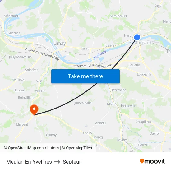 Meulan-En-Yvelines to Septeuil map