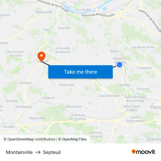 Montainville to Septeuil map