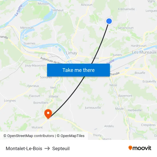 Montalet-Le-Bois to Septeuil map