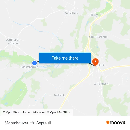 Montchauvet to Septeuil map