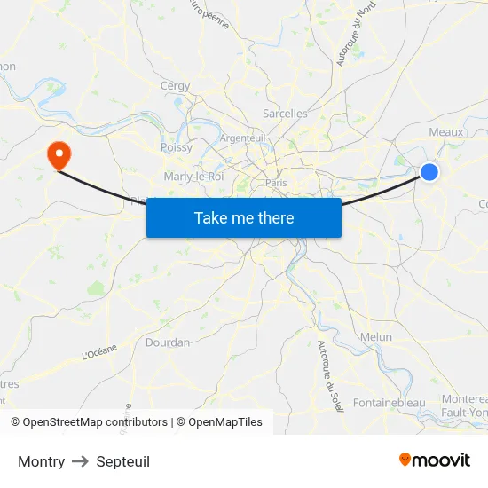 Montry to Septeuil map