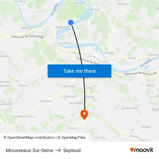 Mousseaux-Sur-Seine to Septeuil map