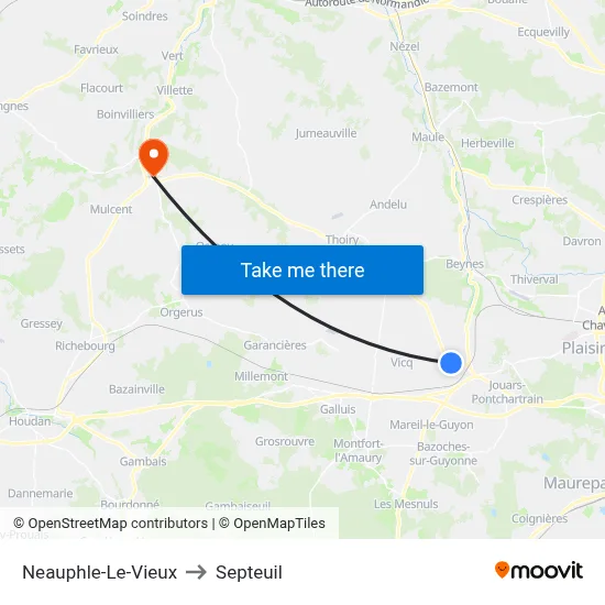 Neauphle-Le-Vieux to Septeuil map