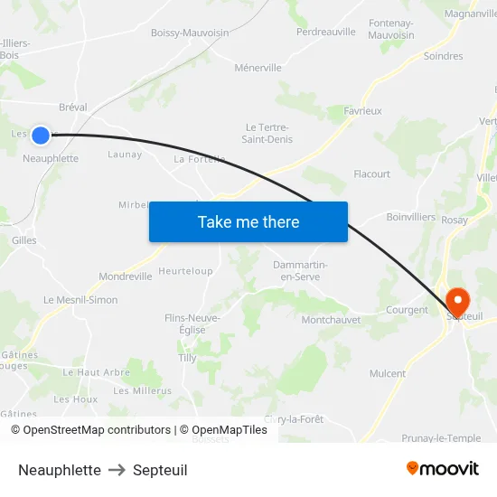 Neauphlette to Septeuil map