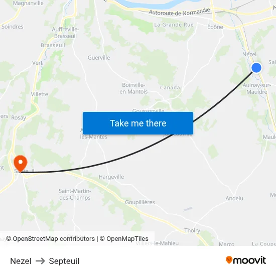 Nezel to Septeuil map