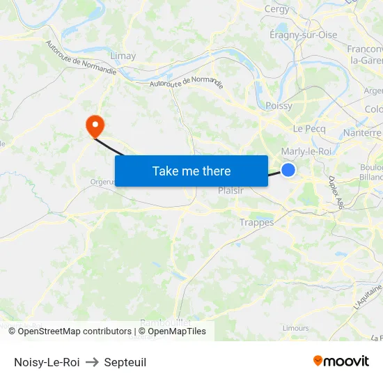 Noisy-Le-Roi to Septeuil map