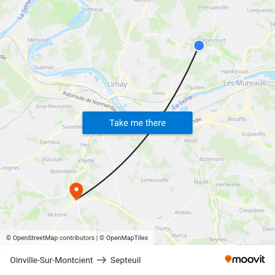 Oinville-Sur-Montcient to Septeuil map
