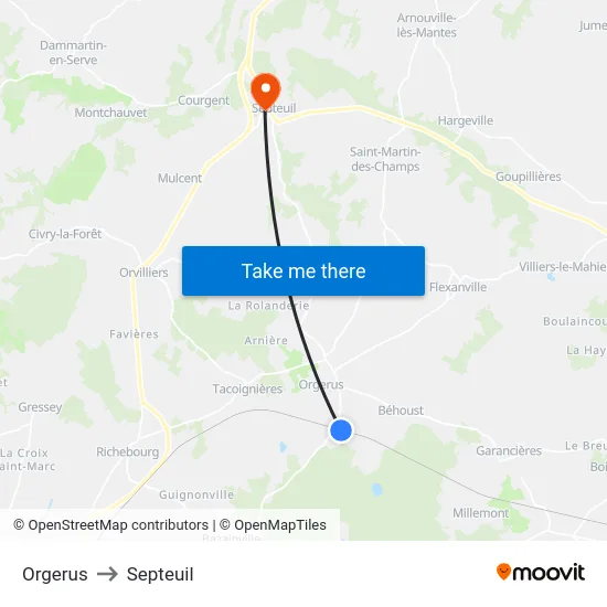 Orgerus to Septeuil map