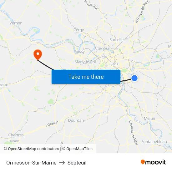 Ormesson-Sur-Marne to Septeuil map