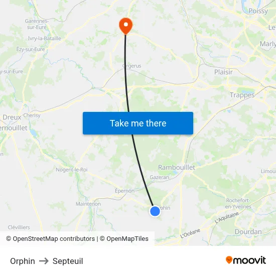 Orphin to Septeuil map