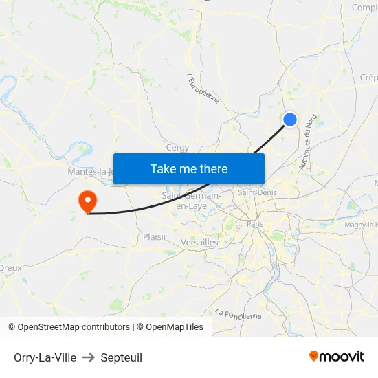 Orry-La-Ville to Septeuil map