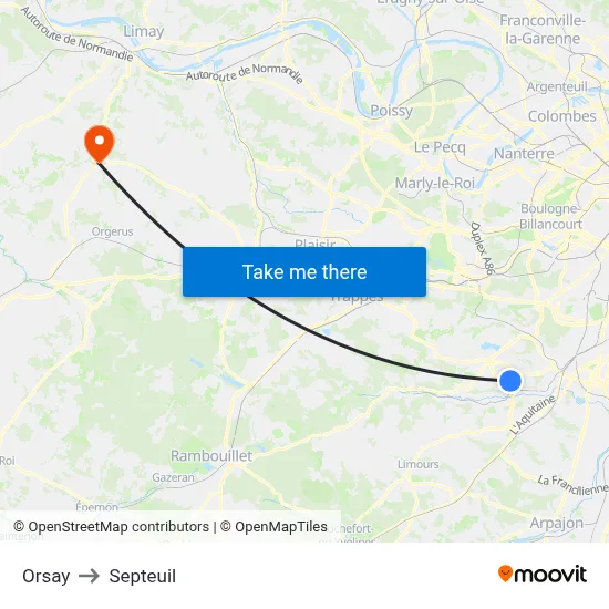 Orsay to Septeuil map