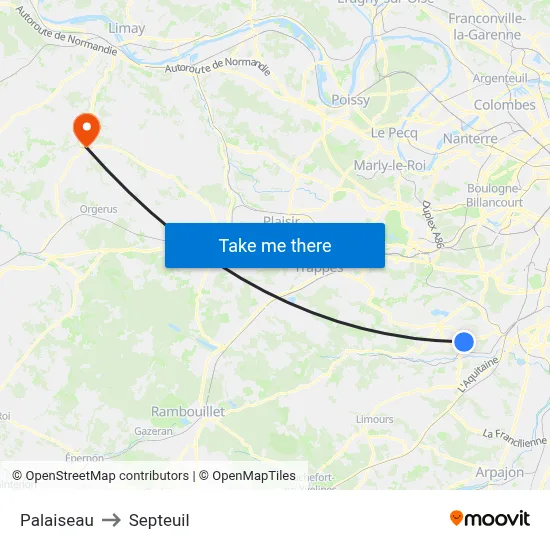 Palaiseau to Septeuil map