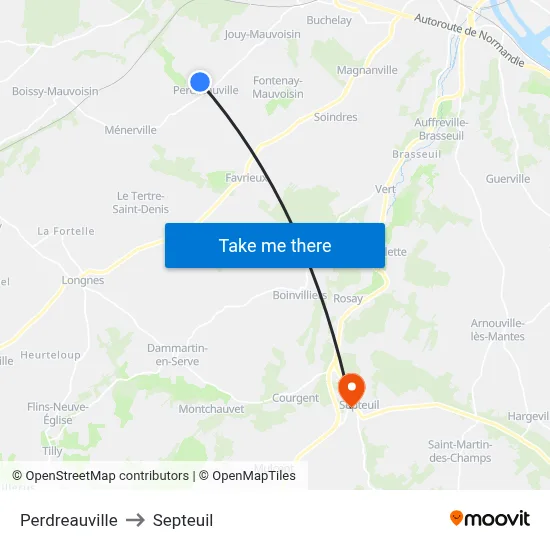 Perdreauville to Septeuil map