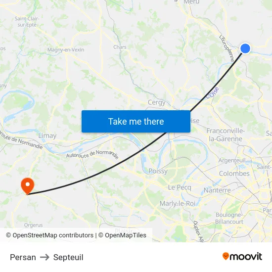 Persan to Septeuil map