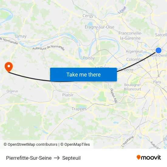 Pierrefitte-Sur-Seine to Septeuil map