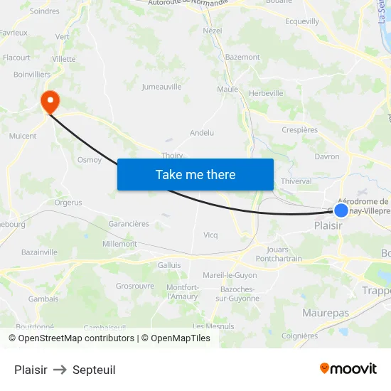 Plaisir to Septeuil map
