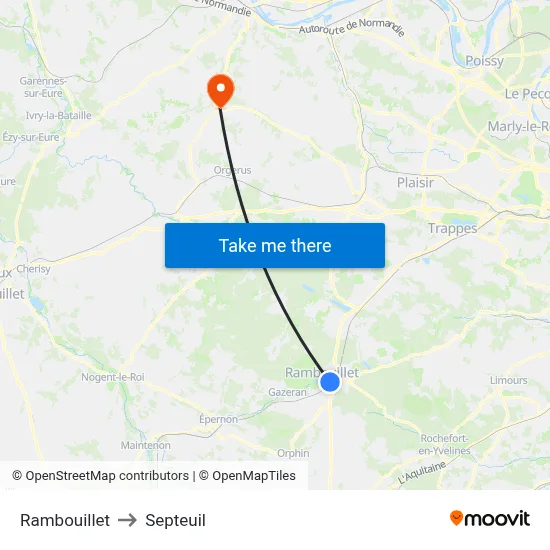 Rambouillet to Septeuil map