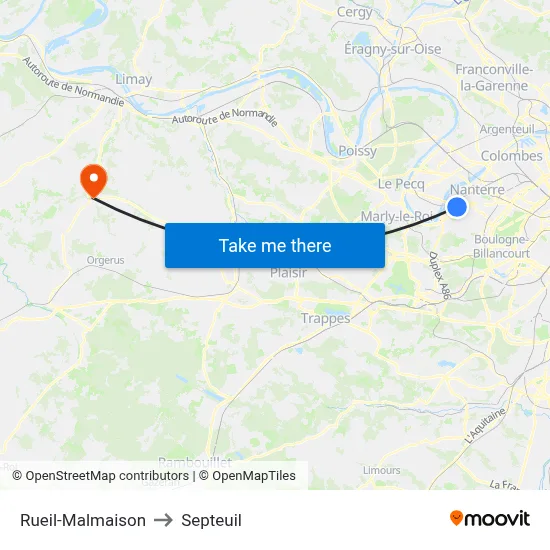 Rueil-Malmaison to Septeuil map