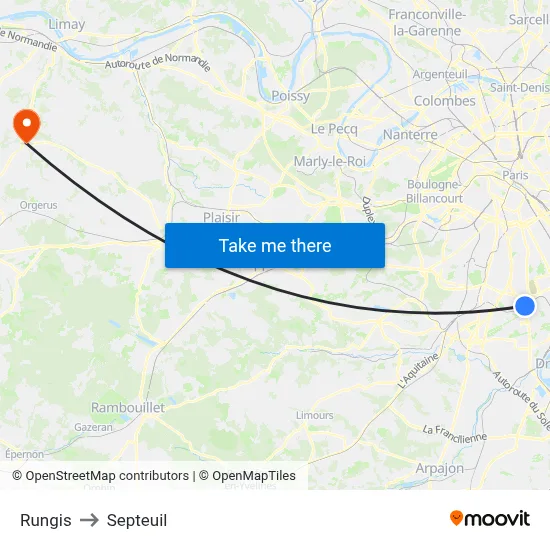 Rungis to Septeuil map