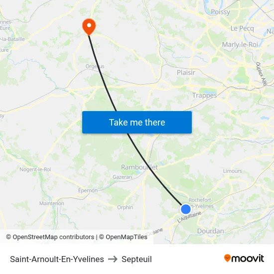Saint-Arnoult-En-Yvelines to Septeuil map