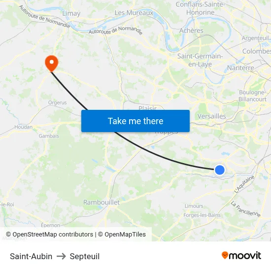 Saint-Aubin to Septeuil map