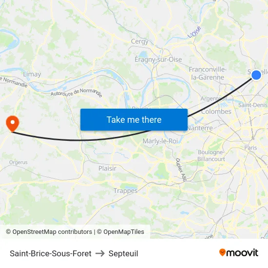 Saint-Brice-Sous-Foret to Septeuil map