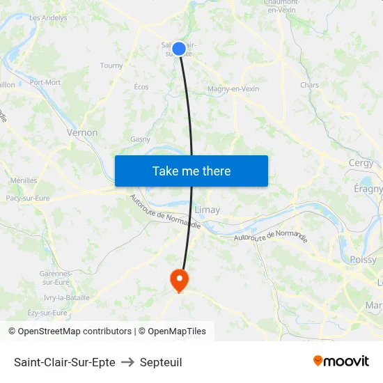 Saint-Clair-Sur-Epte to Septeuil map