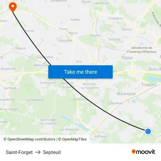 Saint-Forget to Septeuil map