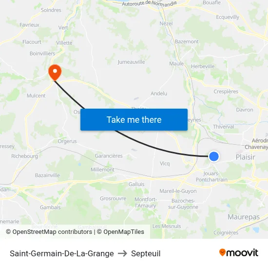 Saint-Germain-De-La-Grange to Septeuil map