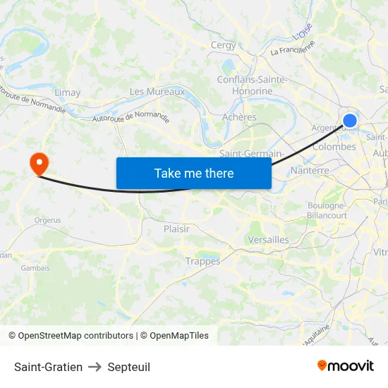Saint-Gratien to Septeuil map