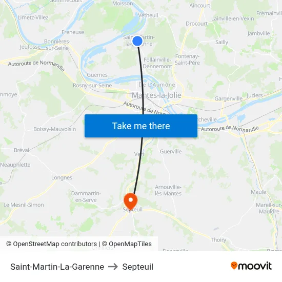 Saint-Martin-La-Garenne to Septeuil map