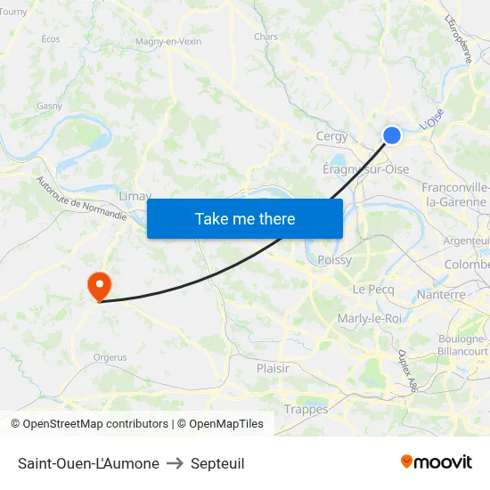 Saint-Ouen-L'Aumone to Septeuil map