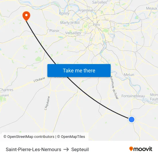 Saint-Pierre-Les-Nemours to Septeuil map